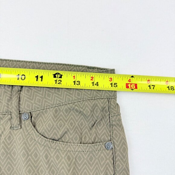 PrAna Women's Stretch Skinny Leg Low Rise Geometric Print Green Cargo Pants Sz 2 - Picture 7 of 10